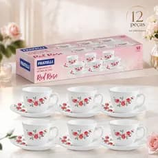 Conjunto de Xícaras Chá 12 Peças 220ml Porcelana Mesa Posta Chá e Café Premium Xicara Pires Elegante