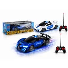 Carro de Brinquedo Controle Remoto Speed LED Função Total Luzes e Diversão Azul e Branco Infantil