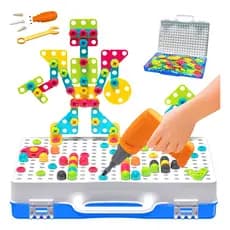 Brinquedo Parafusadeira Elétrica 132 Peças Montar Infantil + Maleta para Guardar Interativo Mão na Massa