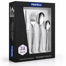 Faqueiro 24 Peças Aço Inox Conjunto Talheres Mesa Jantar Hammer Victória Premium Mesa Posta Jogo Jantar