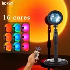 Pôr Do Sol Lâmpada USB 16 Cores Luz Noturna Ajustáveis Led Projetor com Controle Remoto