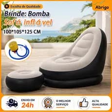 Sofá Inflável Portátil 3 em 1 com Bomba de Ar Dobrável Para Camping Praia e Casa