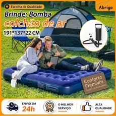 Colchão Inflável de Casal 191*137*22, Design Portátil, Inclui Bomba de ar, Adequado Para Camping e Uso na Praia