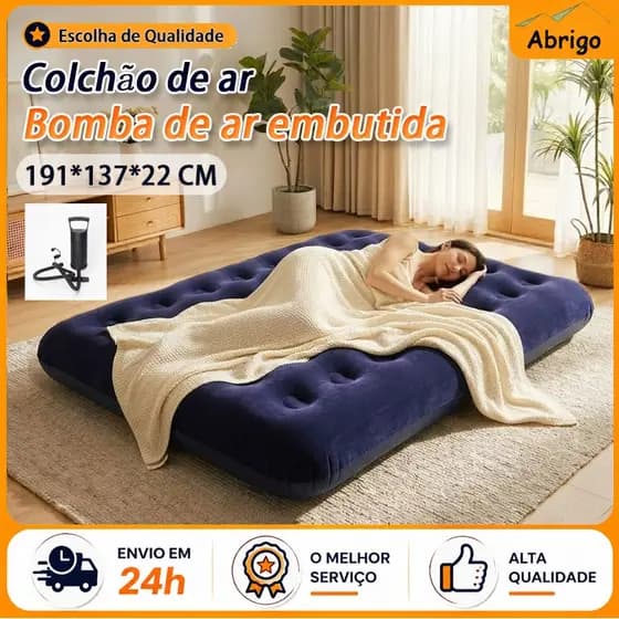 Colchão inflável aveludado para uma noite de sono confortável, ultraleve, portátil e espesso 191*137*23cm