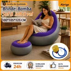 3 em 1 Sofá Inflável Confortável Relaxa Diminui Tensão Preguiçoso Poltrona Lounge Com Puff e Bomba