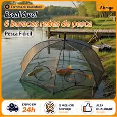 6 furos Rede De Pesca Gaiola De Camarão Dobrável Nylon Automático  Para Peixes Rede Dobrável Guardachuva Forma Armadilha