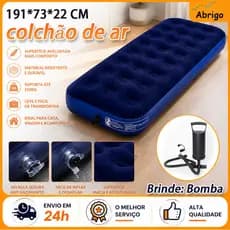 191*73*22CM Colchão Inflável Solteiro Suporta até 100KG Resistente Aveludado Portátil Camping Praia Multiuso