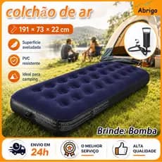 191*73*22CM Colchão Inflável Solteiro Suporta até 100KG Resistente Aveludado Portátil Camping Bomba de Ar
