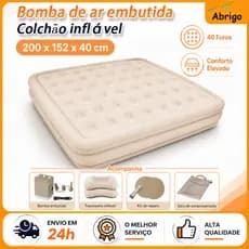 200*152*40 CM Colchão Inflável de Casal Colchão de acampamento Com Bateria de Lítio e Bomba de Ar Integradas Azul Branco