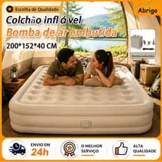 Colchão Inflável Automático Colchão Inflável para Camping 200*152*40CM Equipado com Bomba de Ar e Bateria de Lítio Integ