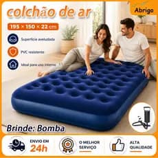 Colchão Inflável de Casal 195*150*22CM,Design Portátil,Inclui Bomba de ar, Adequado Para Camping e Uso na Praia