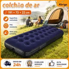 191*73*22CM Colchão Inflável Solteiro Suporta até 100KG Resistente Aveludado Portátil Camping