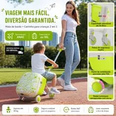 CHARLES X Infantil Mala 2 em 1 com Assento para Montar Aprovada para Bordo