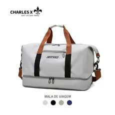 Bolsa de viagem CHARLES X com compartimento independente para calçado, ideal para desportos ao ar livre e ioga.