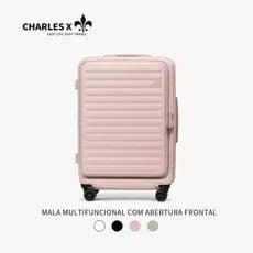 CHARLES X Mala Expansível 20% com Abertura Lateral e Porta-Copos – Ideal para Viagens