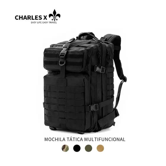 CHARLES X Mochila militar tática de grande capacidade, reforçada e impermeável, com 50 litros de capacidade.