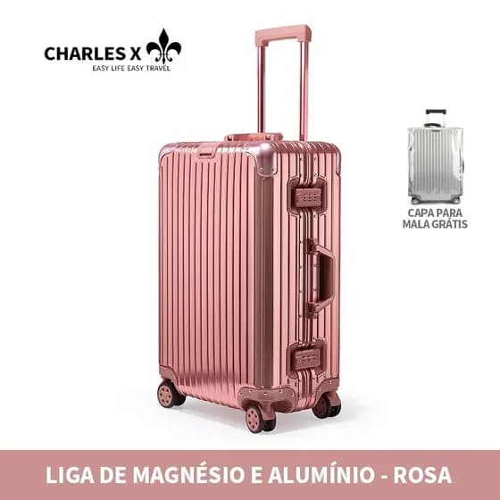 CHARLES X Mala de viagem liga alumínio magnésio fechadura TSA e divisória seco molhado 10kg-26kg