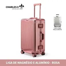 CHARLES X Mala de viagem liga alumínio magnésio fechadura TSA e divisória seco molhado 10kg-26kg