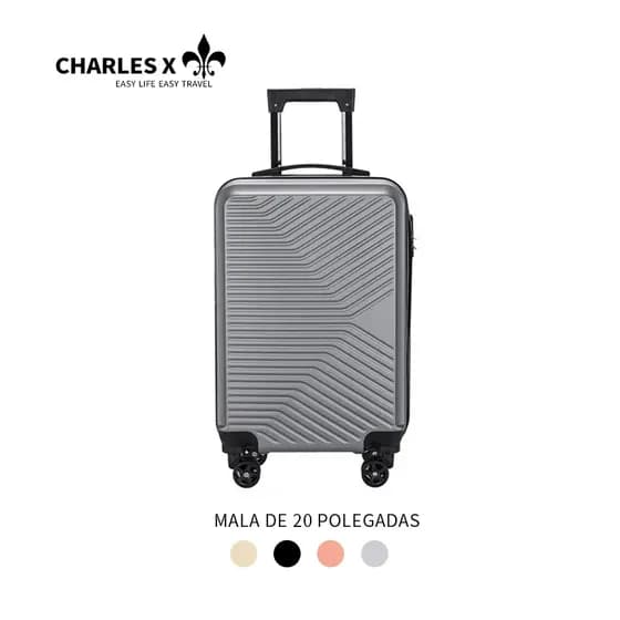 CHARLES X Mala de bordo 20 polegadas, super leve, com cadeado de senha de 3 dígitos