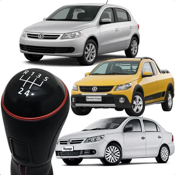 Manopla Bola Cambio Gol Voyage Saveiro G5 G6 G7 Fox Vermelha Preto Com Vermelho