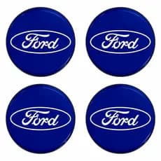 Kit 4 Emblema Calota Roda Ford Azul Adesivo Resinado 48mm Azul