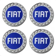 Jogo 4 Emblema Calota E Roda Fiat Adesivo Azul Resinado 48mm