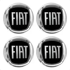 Kit 4 Emblema Calota Roda Fiat Adesivo Preto Resinado 48mm