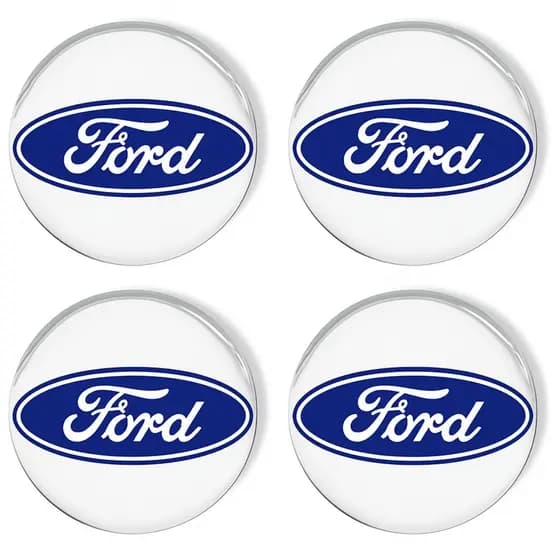 Kit 4 Emblema Calota Roda Ford Prata Adesivo Resinado 48mm Prateado