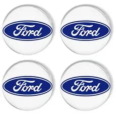 Kit 4 Emblema Calota Roda Ford Prata Adesivo Resinado 48mm Prateado