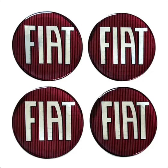 Kit 4 Emblema Calota Roda Fiat Adesivo Vermelho Resinado 48m