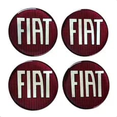 Kit 4 Emblema Calota Roda Fiat Adesivo Vermelho Resinado 48m