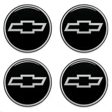 Kit 4 Emblema Adesivo Calota Roda Chevrolet Preto Resinado