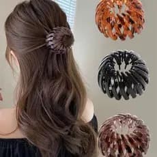 Prendedores para Cabelo Feminino Acrílico Bun Clipe Rabo De Cavalo Formato Ninho De Pássaro