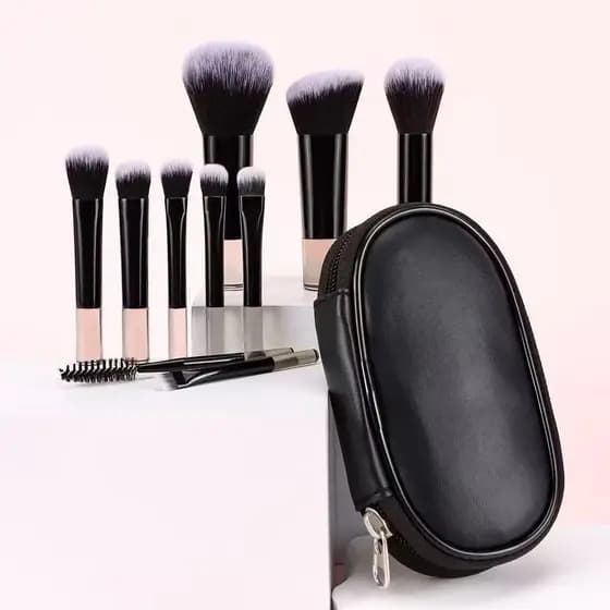 Kit Com 10 Mini Pincéis com estojo Bolsa para Maquiagem Portátil para viagem