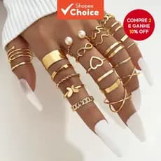 22pçs Conjunto De Anel De Prata Dourado Vintage Para Mulheres Conjunto De Anel De Dedo Joias Femininas Acessórios