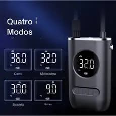 Compressor de Ar Automotivo Portátil Bateria 4000mAh Inflador Rápido