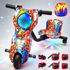 Novo modelo Triciclo Infantil Elétrico Drift LED Bluetooth 3 Velocidades Kart Criança + Kit Proteção