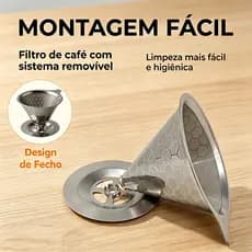 Filtro de café portátil em aço inoxidável, durável, adequado para uso doméstico e em viagens