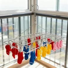 Varal de Inox Dobrável com 40Prendedores Resistente, Antiferrugem e Econômico em Espaço
