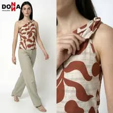Blusa Feminina Um Ombro Só Estampada em Linha Leve com Brilho