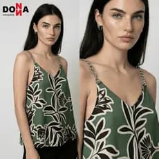Blusa Regata Feminina Estampada com Alça de Corrente – Blusinha de Alcinha Verão