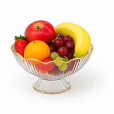 Fruteira De Mesa Acrílica 22 cm  Premium borda dourada