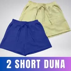 Kit 2 Shorts Duna Feminino Cintura Alta Soltinho Elástico Conforto Moda Casual Lancamento