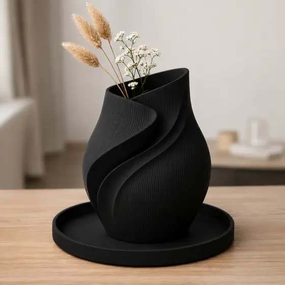 Vaso Onda Infinita Moderno Decorativo para Sala e Quarto, Design Elegante Minimalista
