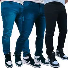 Calça Jeans Masculina Kit Com 3 Slim Fit Premium Lycra full