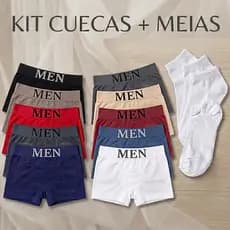 Kit Cuecas Boxer Microfibra + Meias Masculina Adulto 3 6 10 Unidades