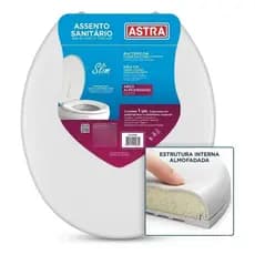 Assento Sanitário Almofadado Astra Slim Oval Branco Macio Confortável Fácil Instalar