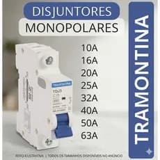 Disjuntor Tramontina Din Unipolar Monopolar de 10A a 63A