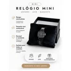 Relógio Mini Unissex Preto Aço Inox Quadrado Elegante Minimalista Moda Presente