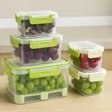 Kit 5 Caixas Cestos Organizadoras Plástico Com Suporte P/ Salada Organizador Geladeira